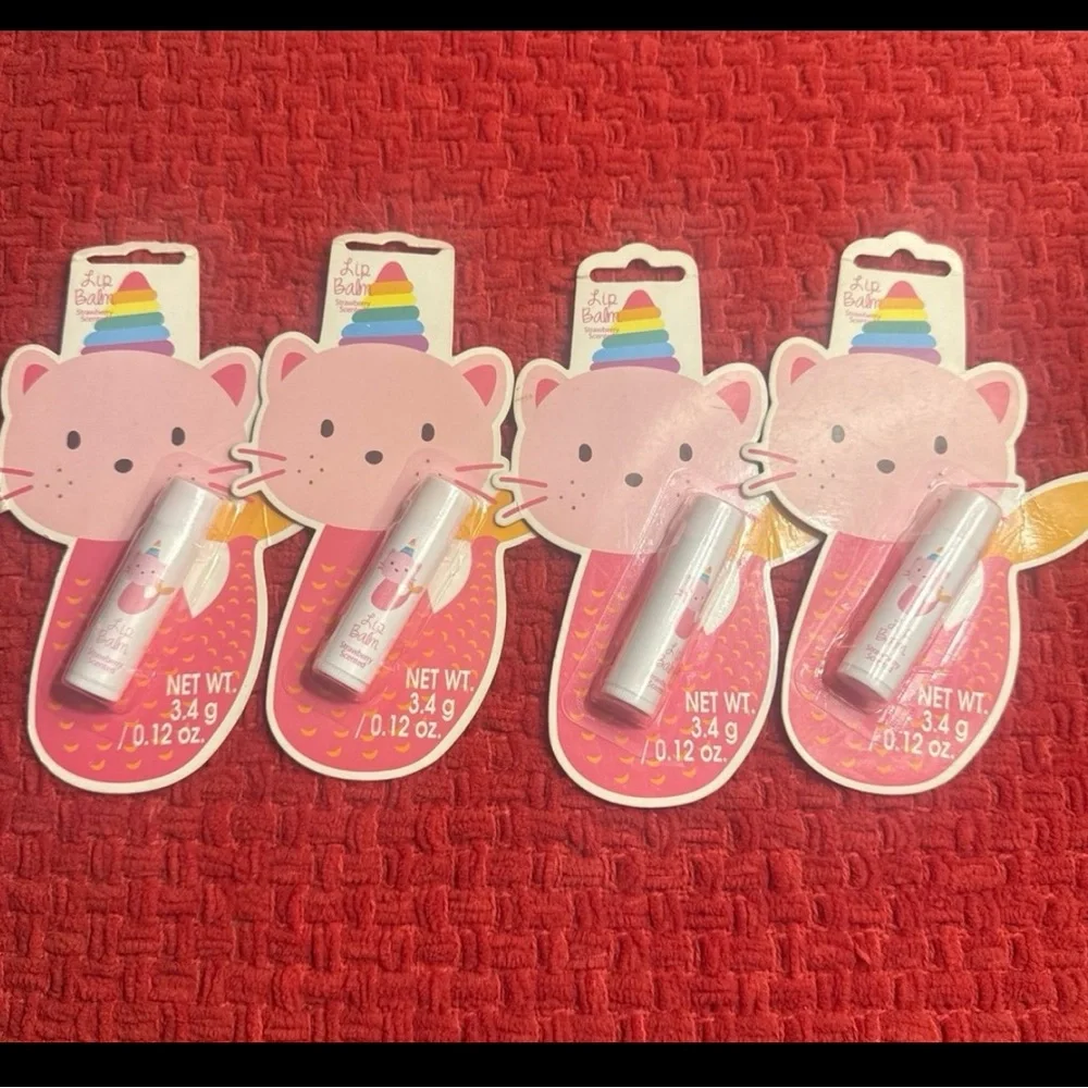 🦄🐱 Unicorn Kitty Strawberry Scented Lip Balm Set 🦄🐱